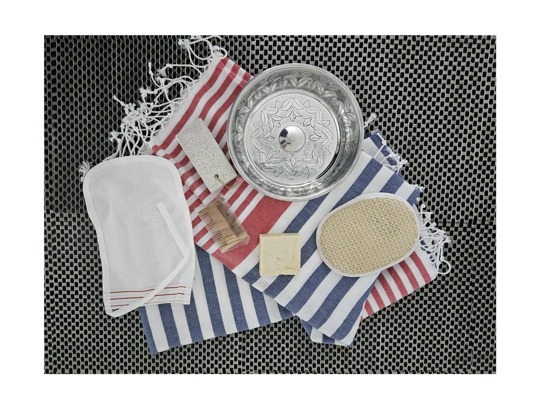 Traditional Turkish Bath Set 7 Pieces Spa Towel Soap Gift Turkey
