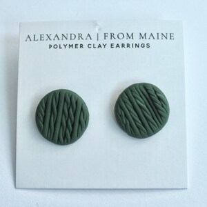 Green Holiday Sweater Studs  - Polymer Clay Earrings