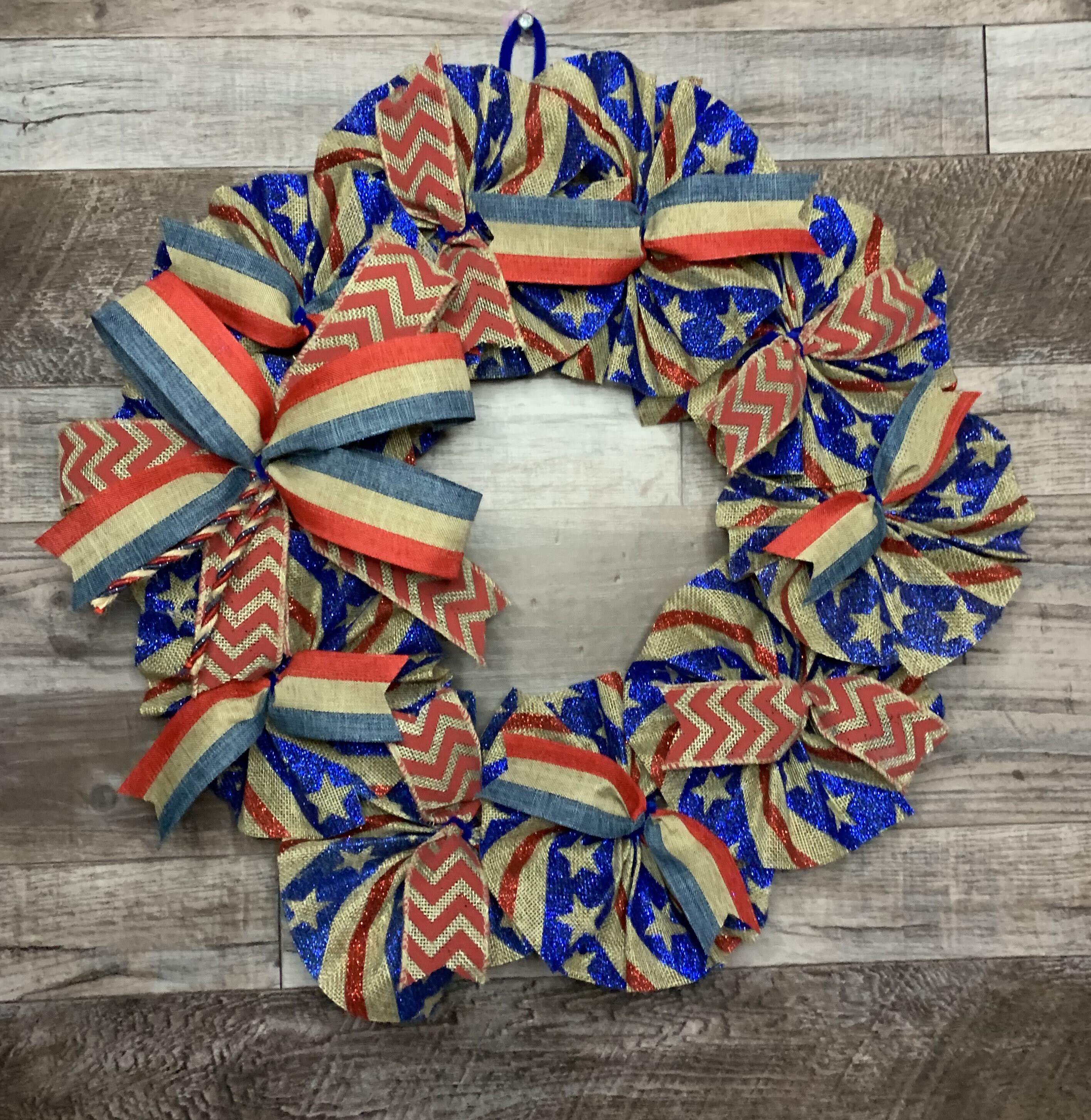 Patriotic Burlap Wreath for Front Door – Americana Flag Wreath, Rustic ...