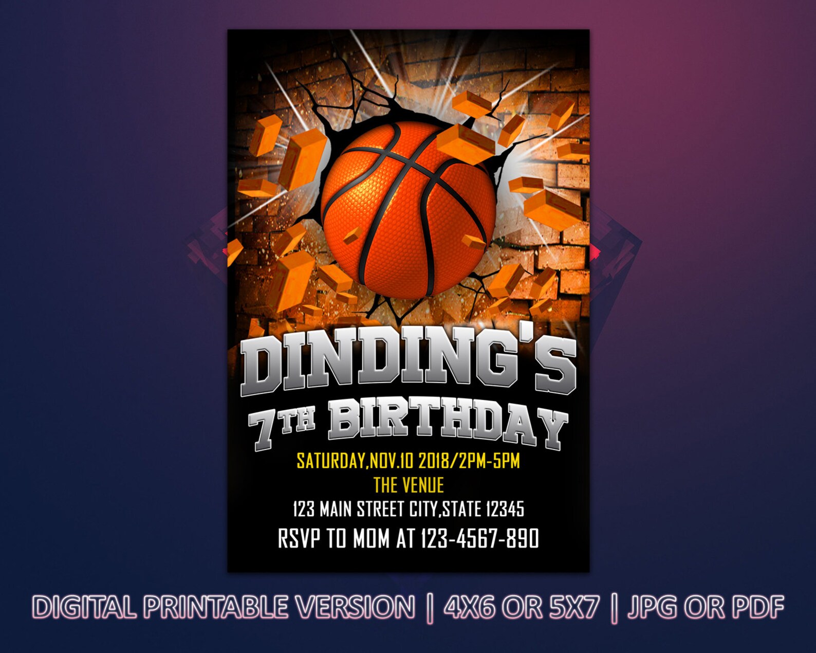 Basket ball Invitation anniversaire Invitation | Etsy
