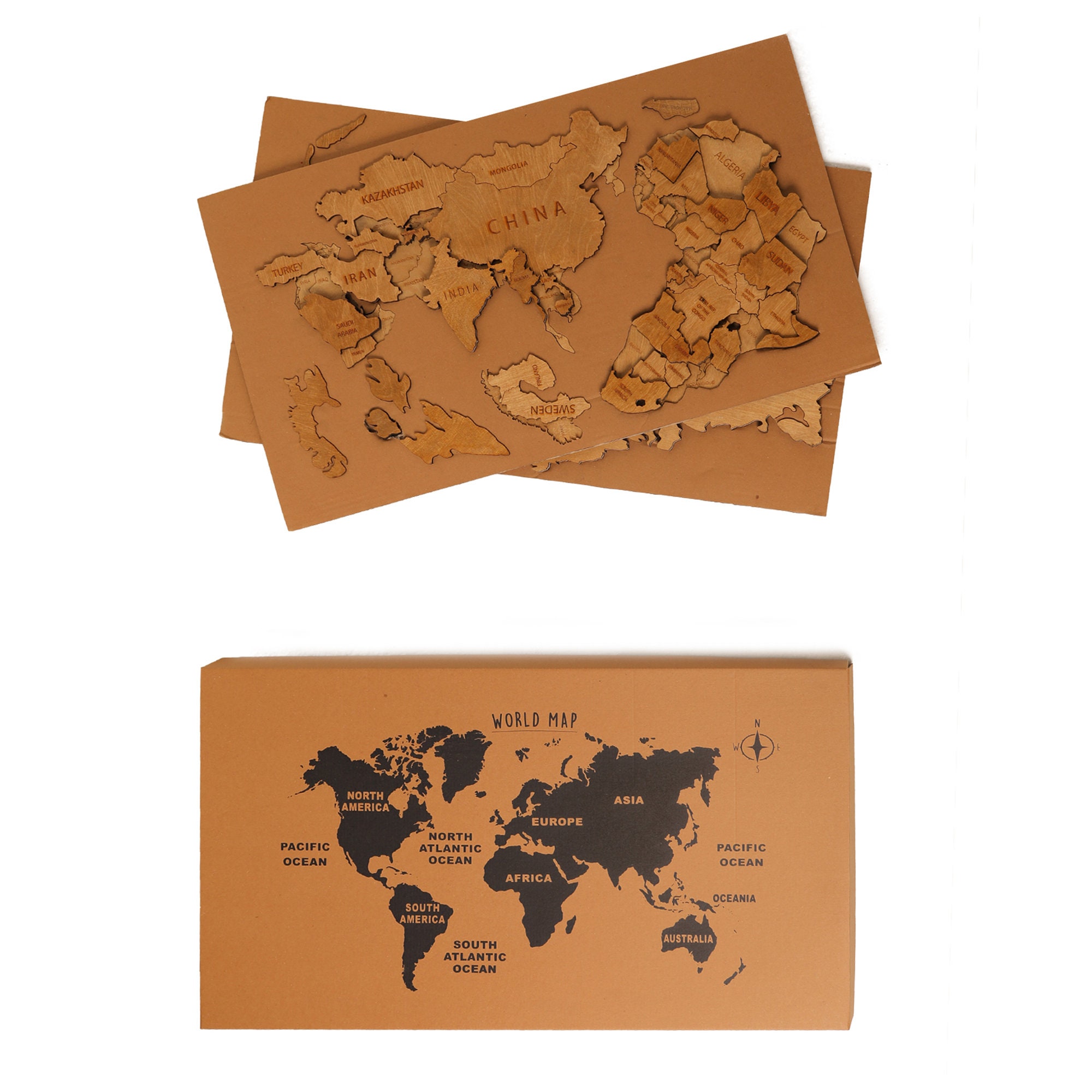 3D Wooden World Map Home Decor Rustic Wall Decor 5th Etsy