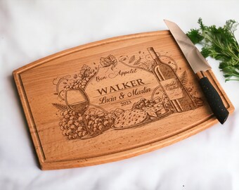 Engraved Cutting Board, Anniversary Gifts, Personalized Wooden Bamboo Cutting Boards for Moms & Dads -Christmas, Housewarming Gift