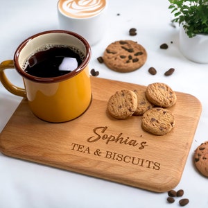 thumbnail image 2 of Personalized Tea & Biscuit Board, Christmas Gifts, Coffee And Snack Board Engraved Board Gifts For Tea And Coffee Lover Wood Serving Tray Water Bottle P 47451323 2 of 12
