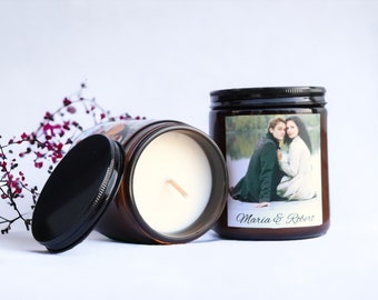 Personalized Photo Soy Candle - Custom Couple's Candle - Eco-Friendly Vanilla Scented - Perfect Birthday Gift for Her - Anniversary Gift