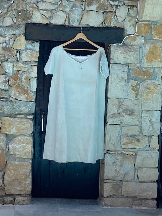Pure linen French vintage dress, circa 1910
