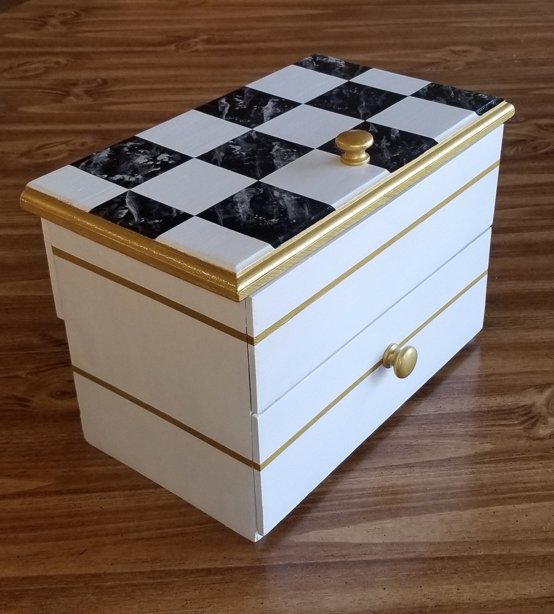 Decorative Checkered two Compartment Box Etsy
