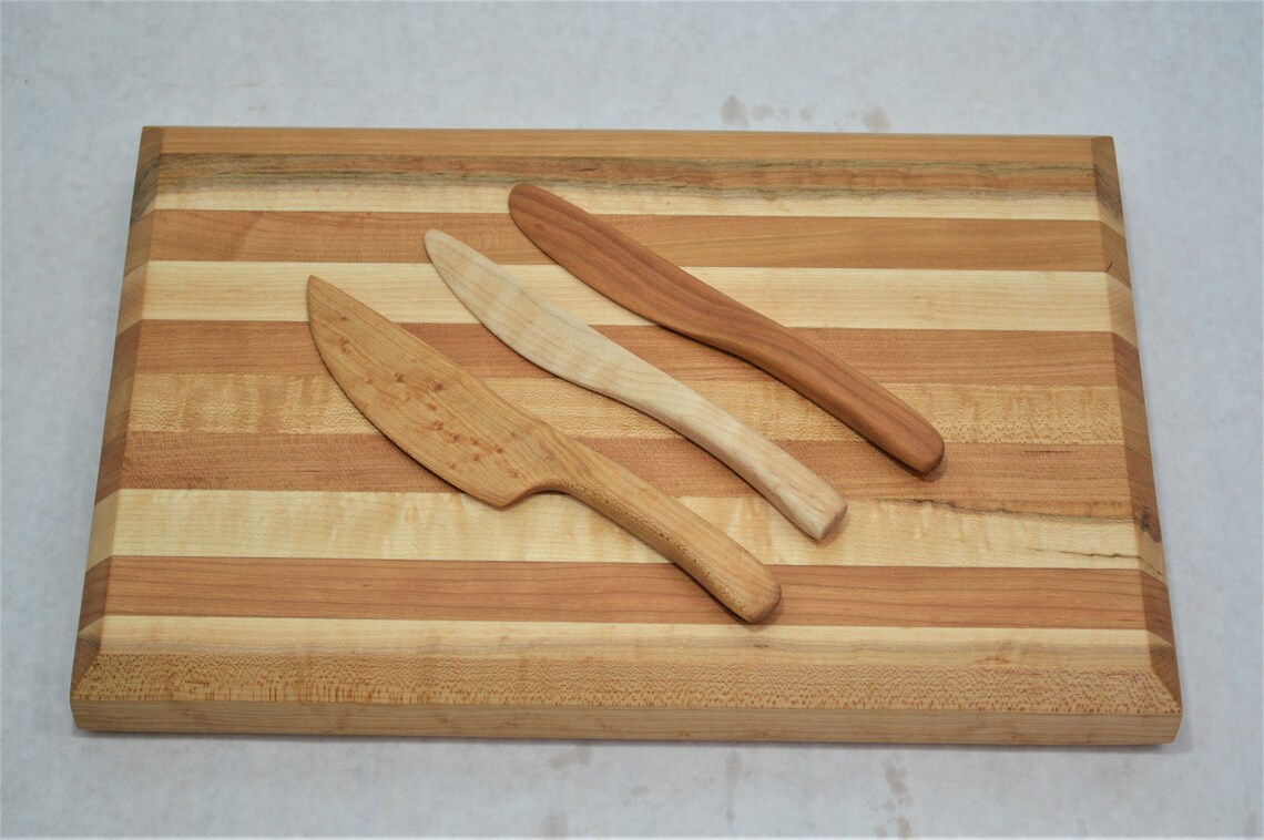 Hand Carved Hardwood Spreading Knives set of Three Etsy