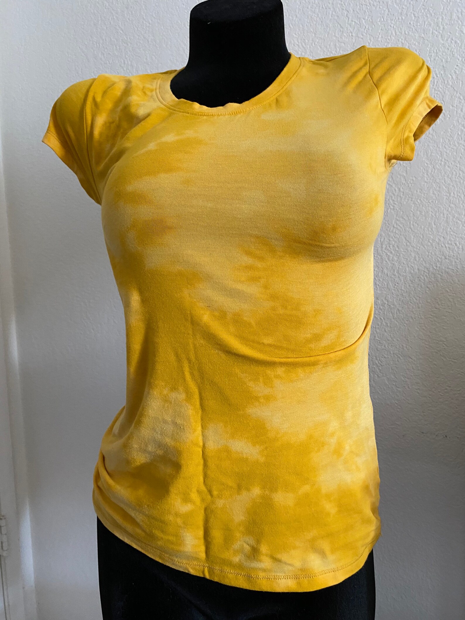 Yellow Bleach Dye T Shirt Reversed Dye One Of A Kind Etsy