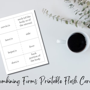 Medical Terminology Combining Forms Printable Flash Cards Set #1