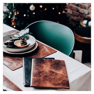 2 Pcs Luxury Leather Menu Holders Set A4 and A5. Thick and Heavy Premium Quality for Home & Gastronomy. Handcrafted in Holland.