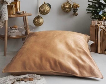 John Legend Creator Collab - XL Italian Cow Leather Throw Pillow and Floor Pillow - 65x65 cm - 90x90 cm- Luxury Home Decor - Leather Pillow