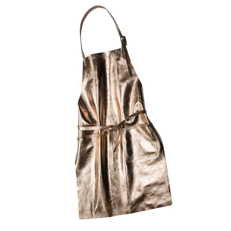 Gold Metallic Leather Apron for Women Gift Idea Kitchen Etsy