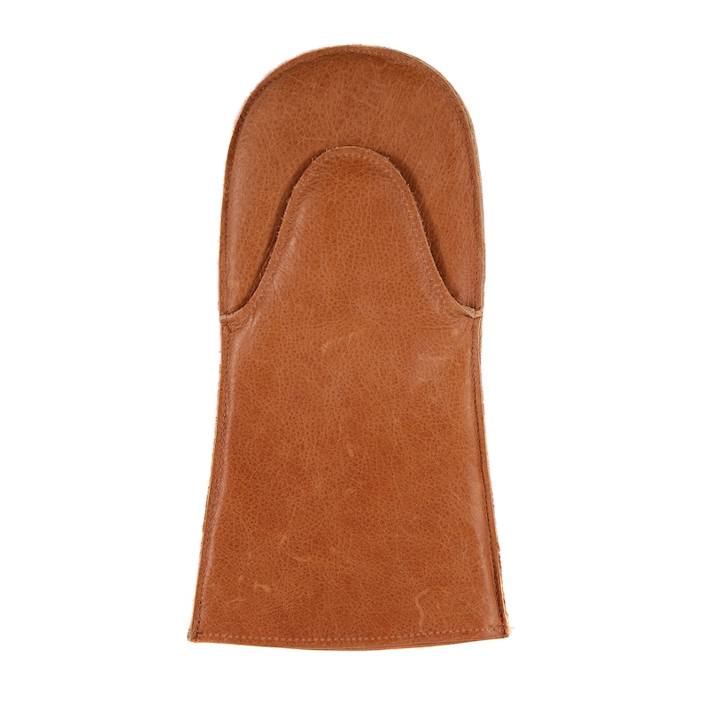 Premium Quality Buffalo Leather Oven Mitt for use with Oven, Stove, Fireplace or BBQ. This Luxury Leather Gift for men is made in Holland. Beige