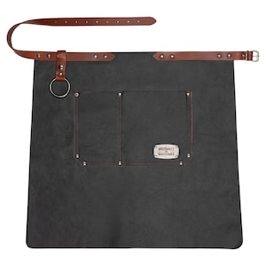 100% Stain-Free Genuine Leather Half / Waist Apron. Premium quality Long Bistro Apron, Handcrafted in Holland. Perfect for BBQ & Gastronomy!
