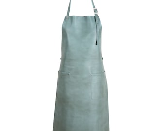 The Identity Leather Apron - Pistachio. Super Soft Premium Quality Italian Leather Kitchen Apron for chefs, Handcrafted in Holland.