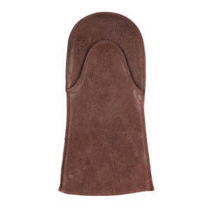 Premium Quality Buffalo Leather Oven Mitt for use with Oven, Stove, Fireplace or BBQ. This Luxury Leather Gift for men is made in Holland. Brown