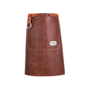 100% Stain-Free Genuine Leather Half / Waist Apron. Premium quality Long Bistro Apron, Handcrafted in Holland. Perfect for BBQ & Gastronomy!