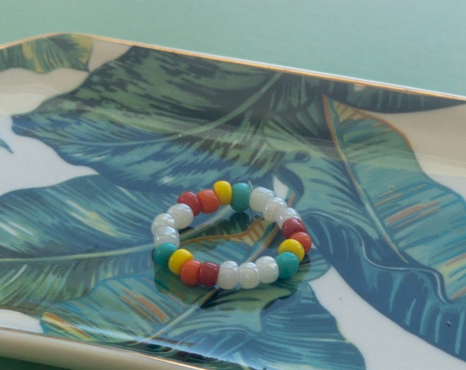 read yellow and turquoise ring orange White