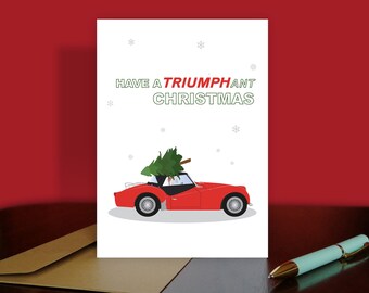 Triumph TR3 Santa Christmas card for him