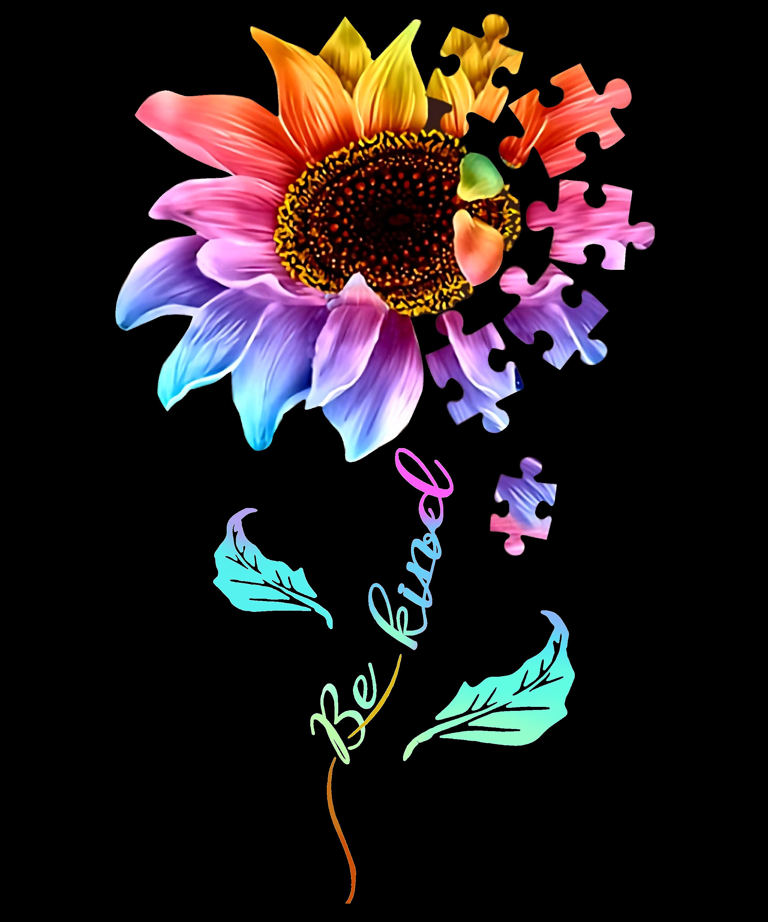 Autism Flower Be Kind Autism Awareness PNG File Instant Etsy