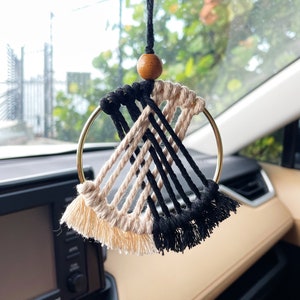 Macrame Hoop Rearview Mirror Decal / Rearview Mirror Decor - Etsy