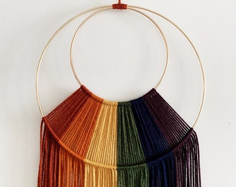 Rainbow Color Yarn Hoop Wall Hanging / Macrame Wall Hanging/ Nursery Decor