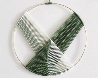 Green Yarn Wall Hanging / Hoop Wall Hanging / Macrame Wall Hanging