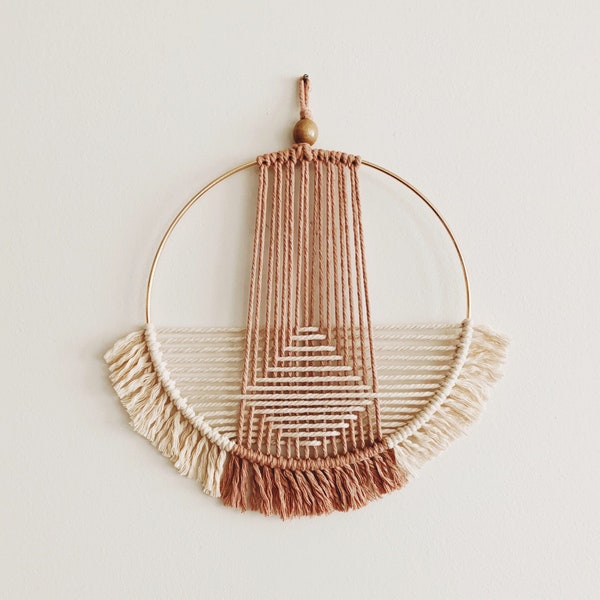 Light Pink and Beige Macrame Wall Hanging / Hoop Wall Hanging