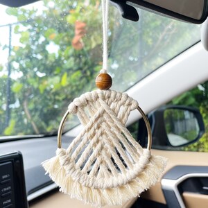 Macrame Hoop Rearview Mirror Decal / Rearview Mirror Decor - Etsy