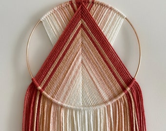 Pink Ombre Yarn Hoop Wall Hanging, Modern Boho Decor