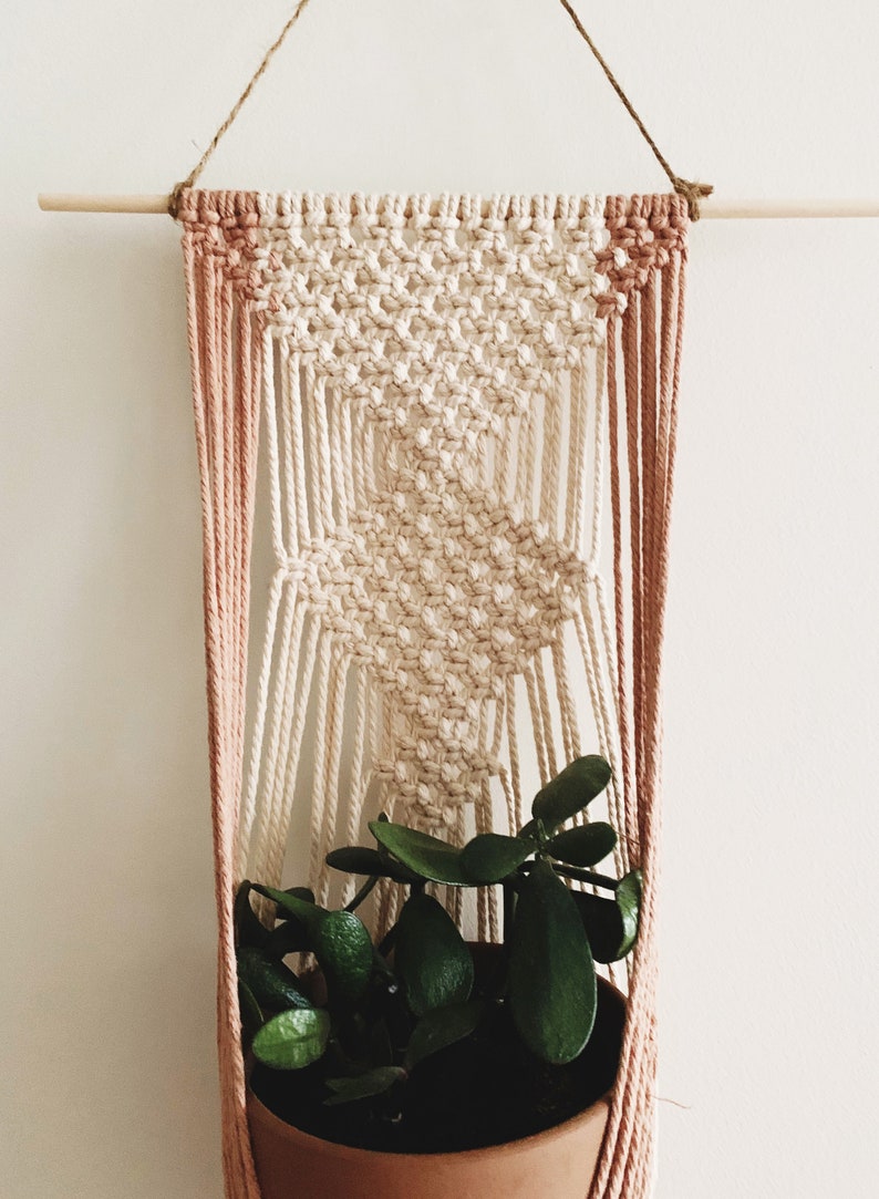 Macrame Light Pink Plant Hanger image 2