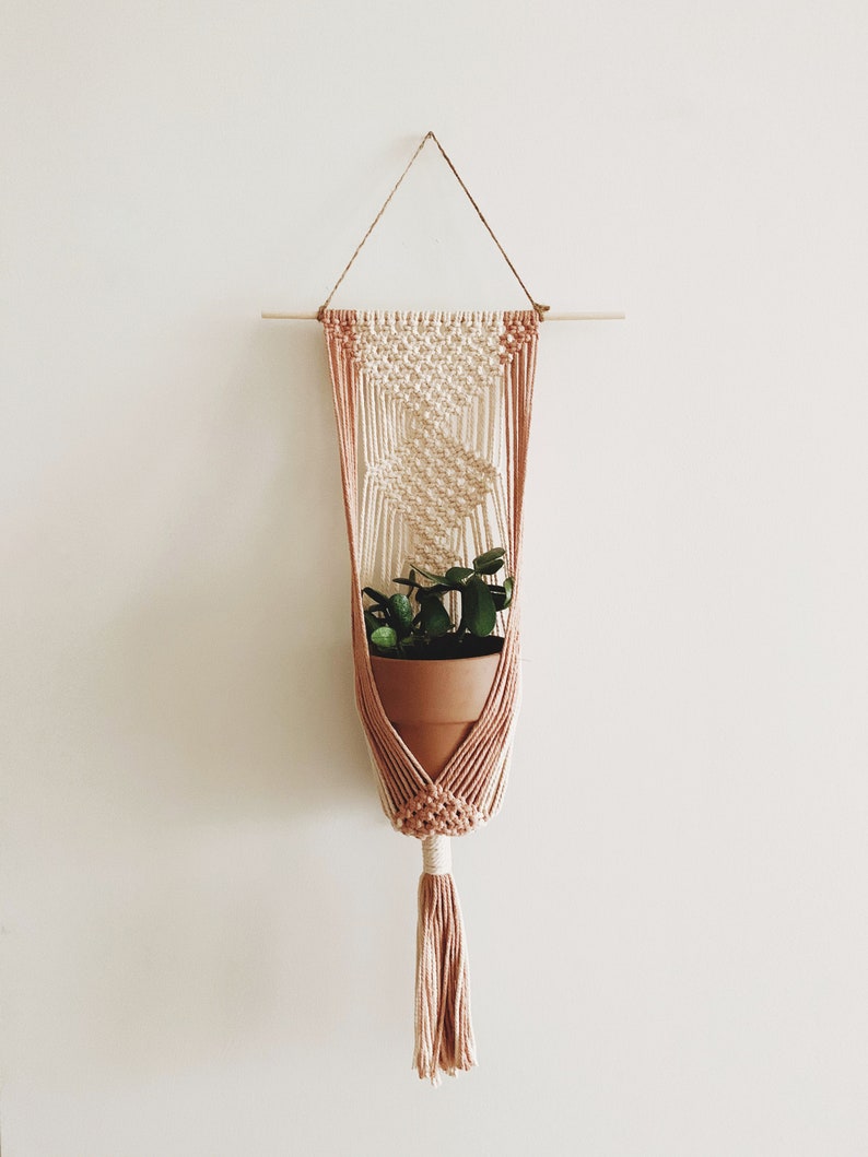 Macrame Light Pink Plant Hanger image 1