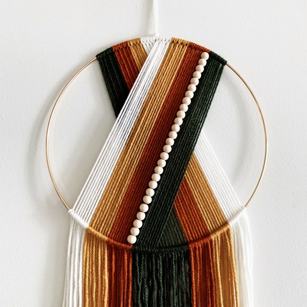Herbstfarbe Yarn Hoop Wandbehang, Makramee-Dekor