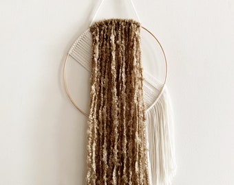Light Brown and White Wall Hanging / Modern Wall Hanging/ Macrame Wall Hanging / Nursery Decor/ Neutral Wall Hanging