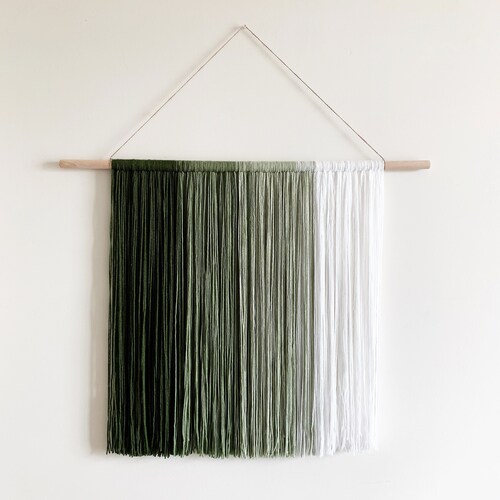 Fading Ombre Green Yarn Wall Hanging / Macrame Wall Hanging / Etsy