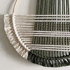 Green and Beige Macrame Wall Hanging / Hoop Wall Hanging image 2