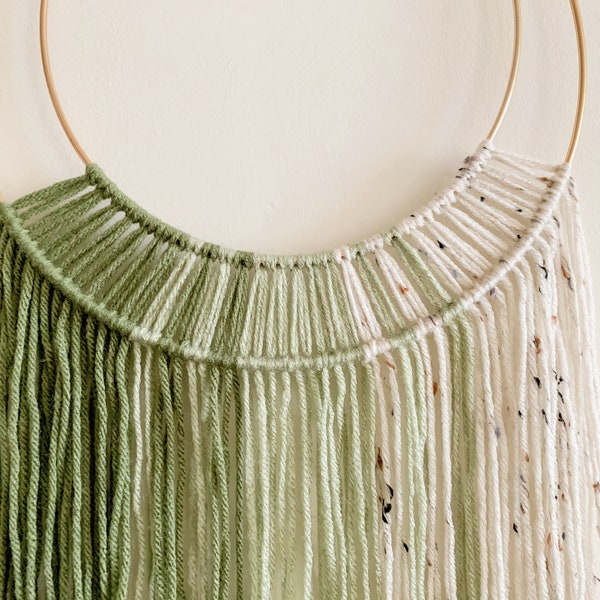 Groene hoepel en garen muur hangen/macrame muur hangen/modern Boho decor