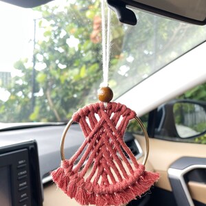 Macrame Hoop Rearview Mirror Decal / Rearview Mirror Decor - Etsy