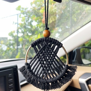 Macrame Hoop Rearview Mirror Decal / Rearview Mirror Decor image 6