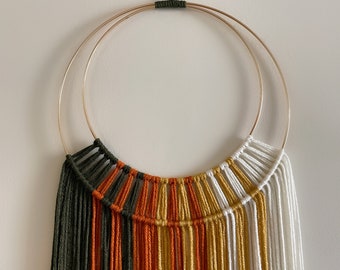 Fall Color Yarn Hoop Wall Hanging / DH