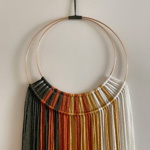 Fall Color Yarn Hoop Wall Hanging / DH