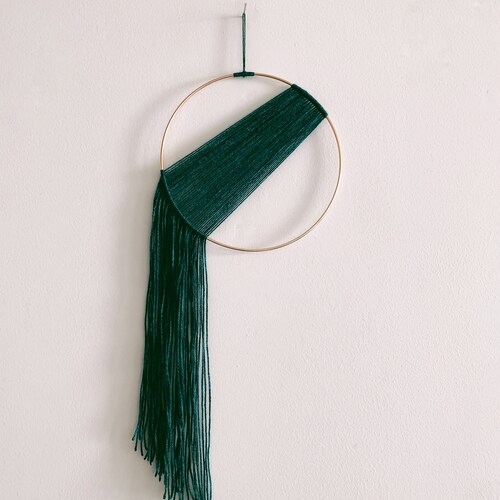Emerald Green Yarn Hoop Wall Hanging / Macrame Wall Hanging / Etsy