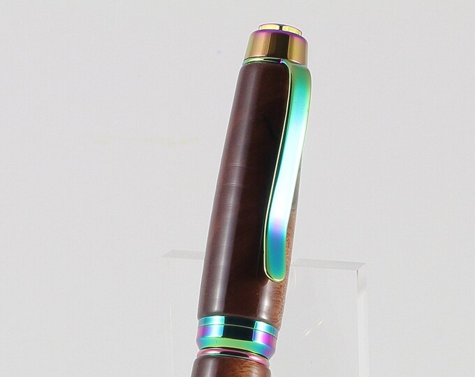 African Sumac Cigar Style Ballpoint Pen With Oil Spill Finished