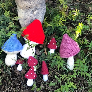 Mushrooms & Toadstools; Hand Made; Crochet; Tiny and Jumbo; Fairy Garden; Gnome Gardens