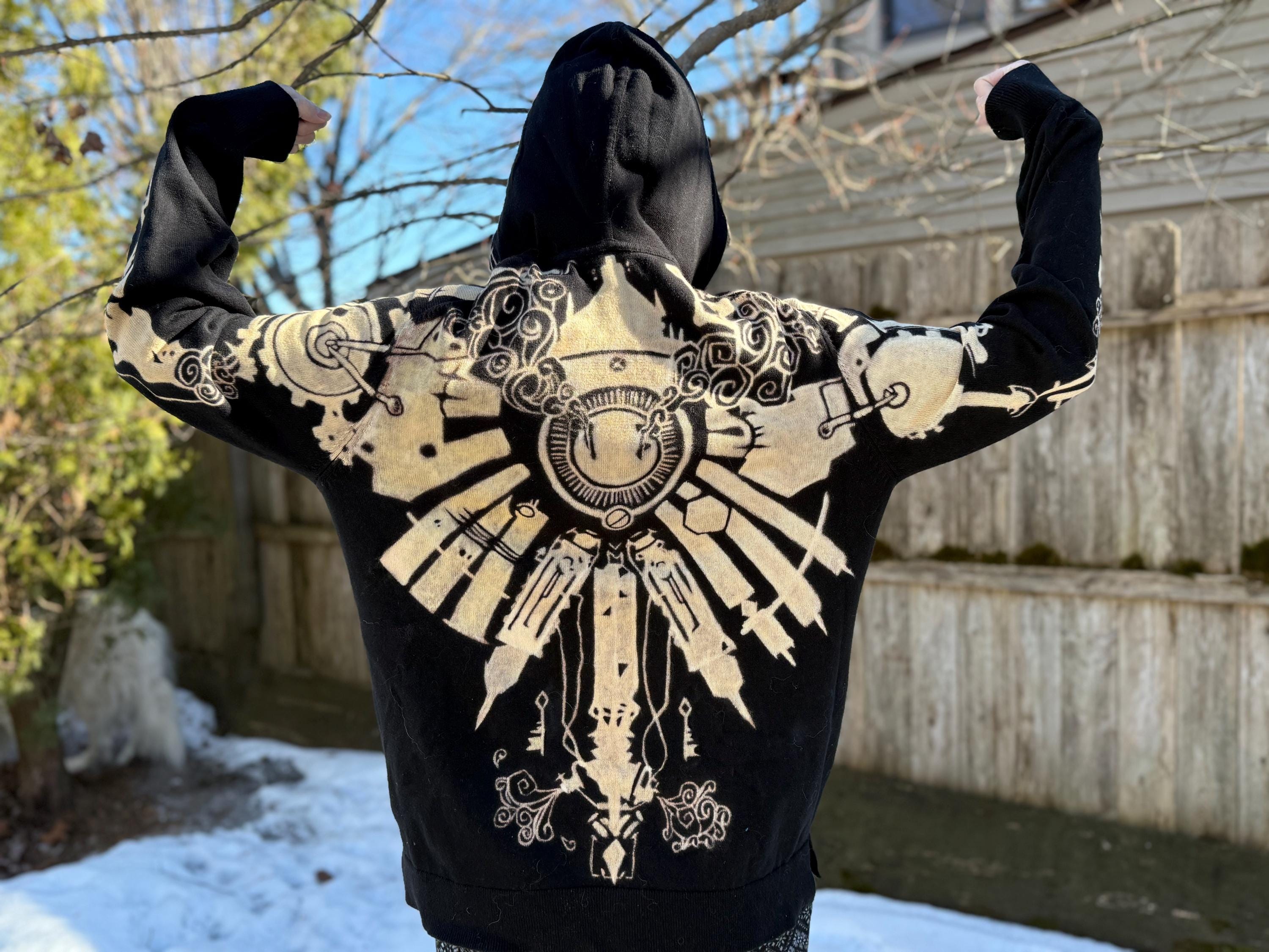 Sweatshirt Bleached Black Sweats JULIUS Cotton Sweat Bleach Zip Up 