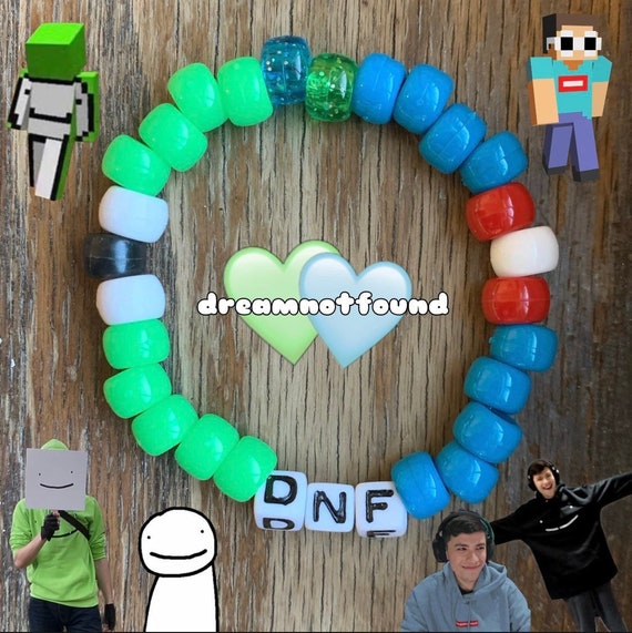 Dreamnotfound Dnf Kandi Bracelet Minecraft Dream Smp Ship Etsy