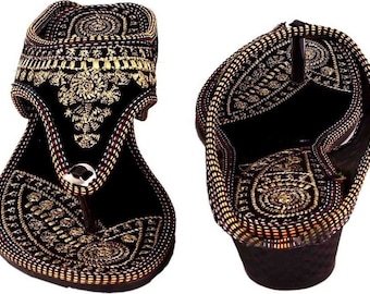 Indian Style Handmade Rajasthani Sandal Womens, Indian slippers, Gift for Hear, Free Shipping