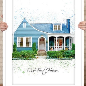 Custom House Portrait, Housewarming Gift, First Home Gift, Home Illustration, Watercolor Home Portrait, Realtor Closing Gift, Digital File