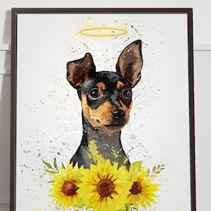 Custom Watercolor Pet Portrait flower Custom dog Portrait from Photo Commission Memorial Portrait Pet Loss Gift with floral Painting