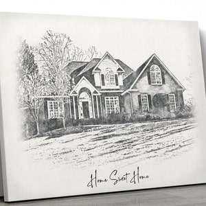 Black & White Sketch House Portrait Custom Home Portrait Housewarming ...